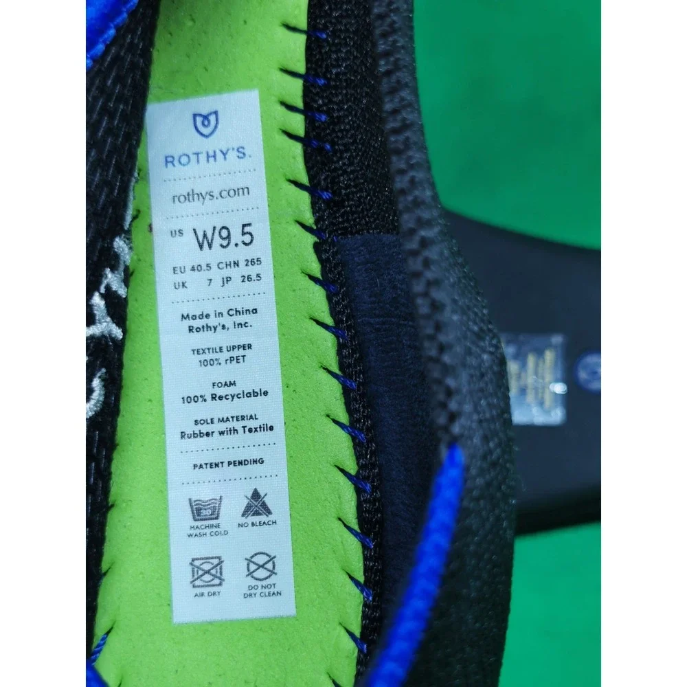 Rothy's The Point Flats Womens Slip On Black Blue Knit Pointed Toe Size 9.5